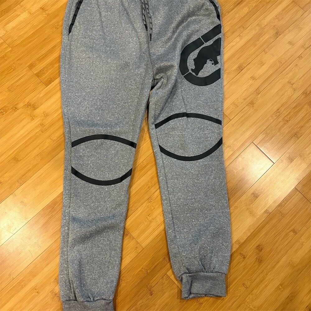 Ecko Unltd Jogger Sweatpants Mens XL Gray Fleece Rhino Logo Tapered Leg